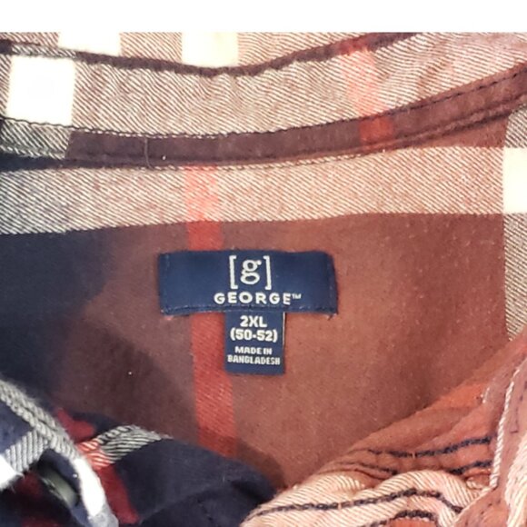 Upcycled Distressed Flannel with "Ren & Stimpy" Embroidered Patch 2XL - Picture 7 of 9